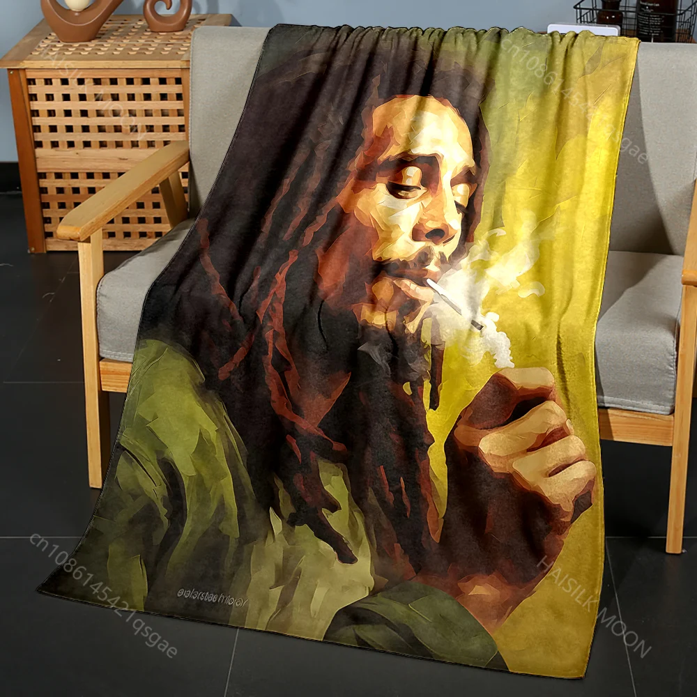 Multiple sizes Smoker with cigarette smoke Print Blanket Flannel Material Soft Warm for All Seasons Home Outdoor Camping Picnics