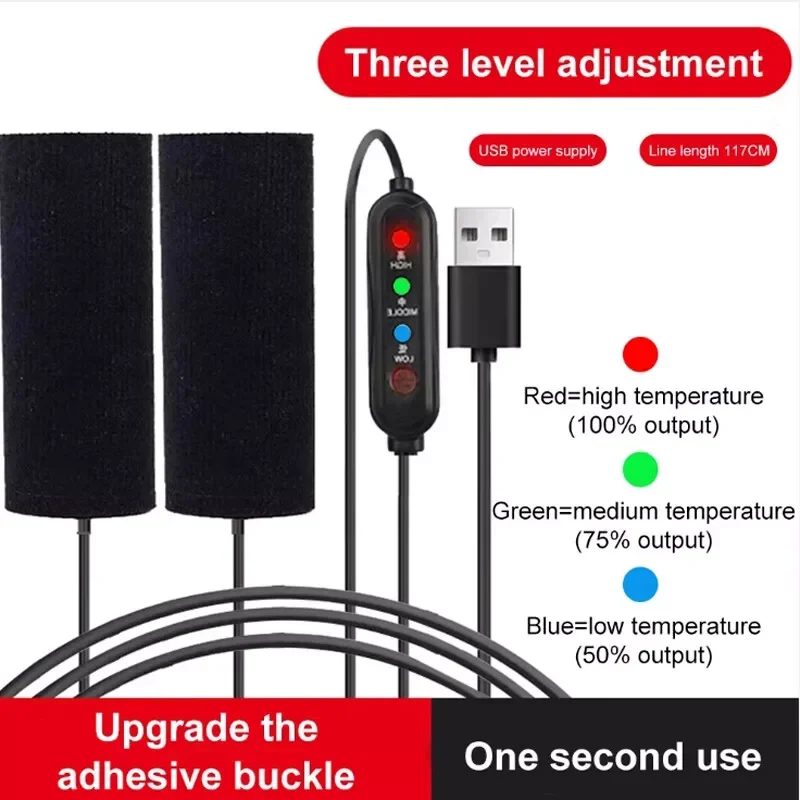 2pcs USB Warmer Electric Heated Motorcycle Handgrips 3 Gear 5V 2A Grip Cover Anti Vibration Anti Slip Fast Heating Kits