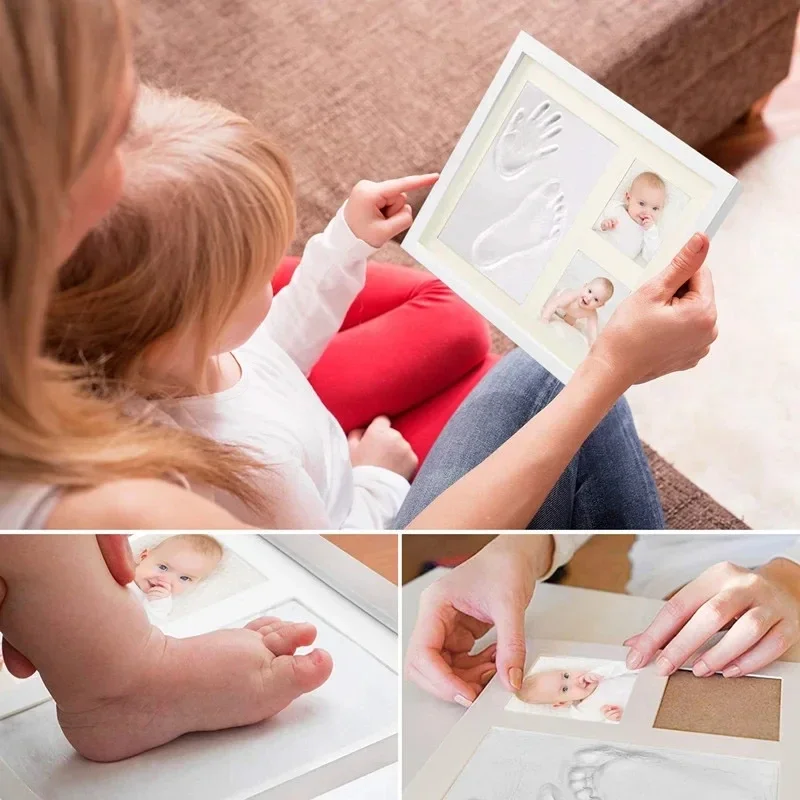 1 Set Newborn Baby Hand Foot Print DIY Photo Frame With Mold Clay Imprint Kit Non-toxic Baby Souvenirs Baby Milestone Decor Gift