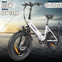 Electric Bike LOTDM200 E-bike 750W Motor 48V13AH Lithium Battery Adult City 20*4.0 in Fat Tire Mountain Folding Electric Bicycle