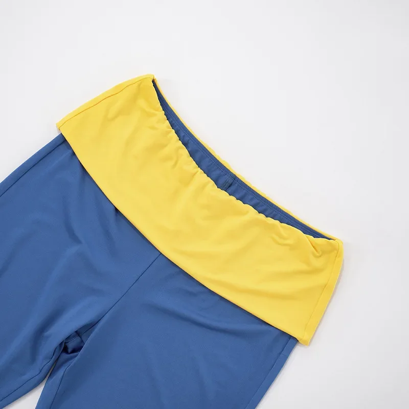 Patchwork di colore Casual Slim 2 pezzi Set Tute da donna O-Collo Manica lunga Crop Top + Pantaloni a zampa d'elefante Moda Abiti streetwear