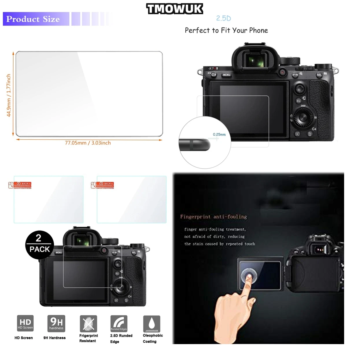 

Tempered Glass Screen Protector For A6600 A6000 A5000 NEX - 7 6 5 3 A7R A7S