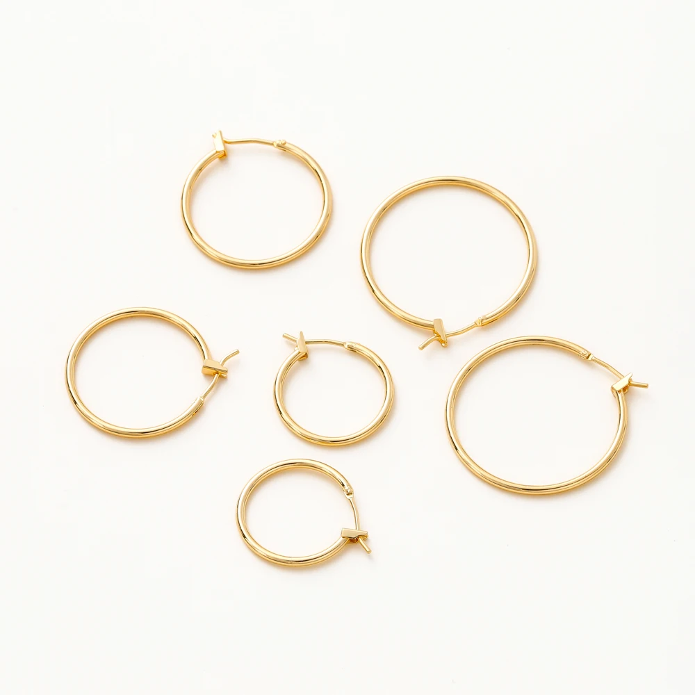 6Pcs/Lot 18K 20/25/30mm Gold Color Plated Brass Big Circle Earrings for Women Korean Fashion Ring Earrings Jewelry Accessories