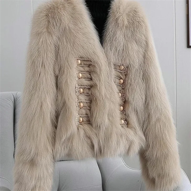 ﻿ Noble Faux Fox Fur Grass Coat Women's Short  2024 New Fur Coat 2024 Autumn/Winter Loose Fur Jackets Women's Plush Coat White