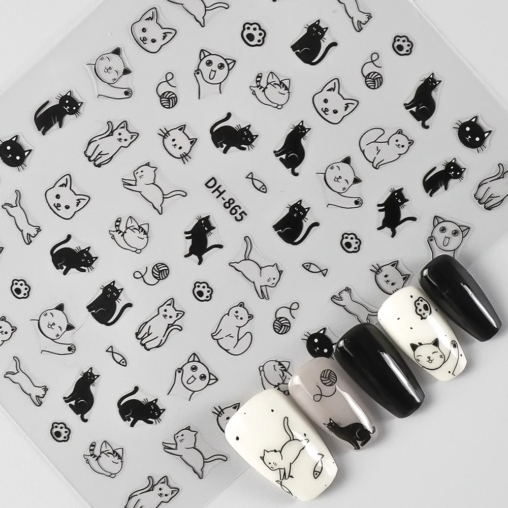 

Cat Paw Print Nail Stickers 3D Flat Cute Cartoon Nail Art Decoration Stickers For Women Self-Adhesive Manicure Decoration Decals