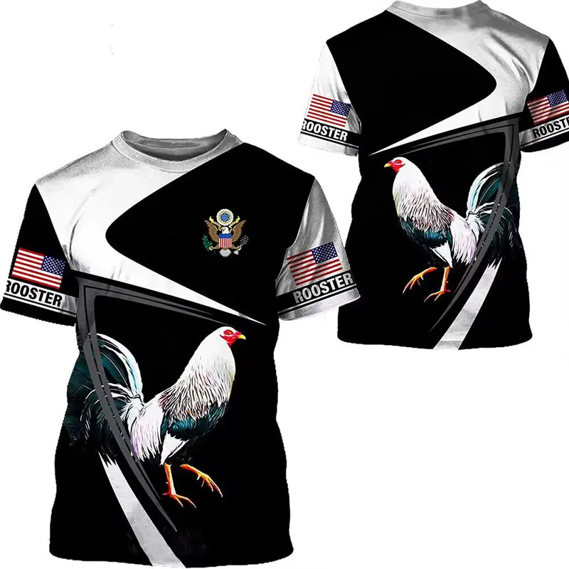 Summer New Rooster 3D Print T-shirt Men Women Short Sleeve O-Neck T Shirts Oversized Harajuku Streetwear Tees Kids Tops Clothing