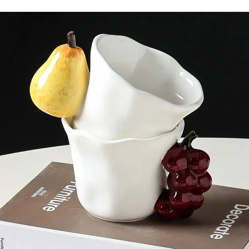 Simulated Fruits Handle Mug Fun Ceramic Cups Dining Table Coffee Mugs Afternoon Tea Teacup Water Cup Fruits Juice Container