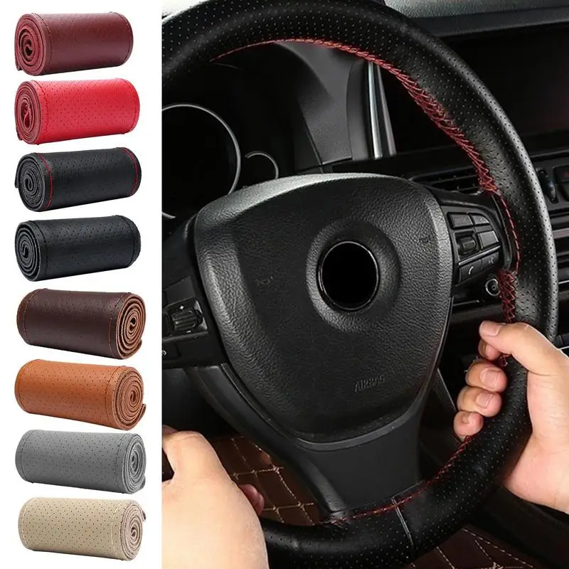 

DIY Steering Wheel Cover Leather Steering Wheel Covers Universal Car Steering Wheel Car Steering Wheel Cover Breathable For Car