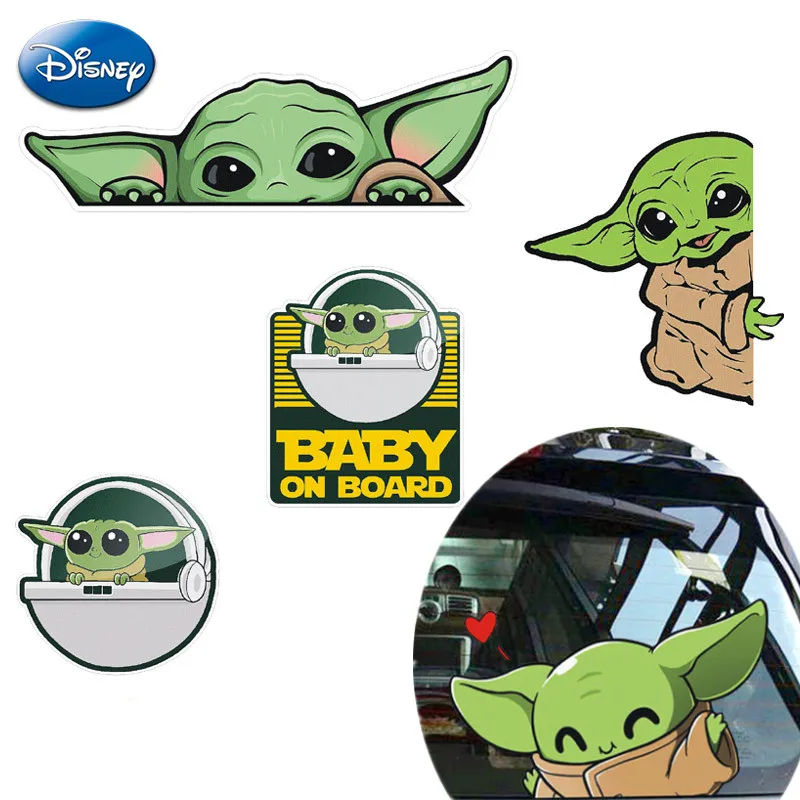 Baby Yoda Car Sticker Kawaii Anime Figure Yoda  Auto Rear Windshield Stickers Decor Laptop Decals Car Sticker