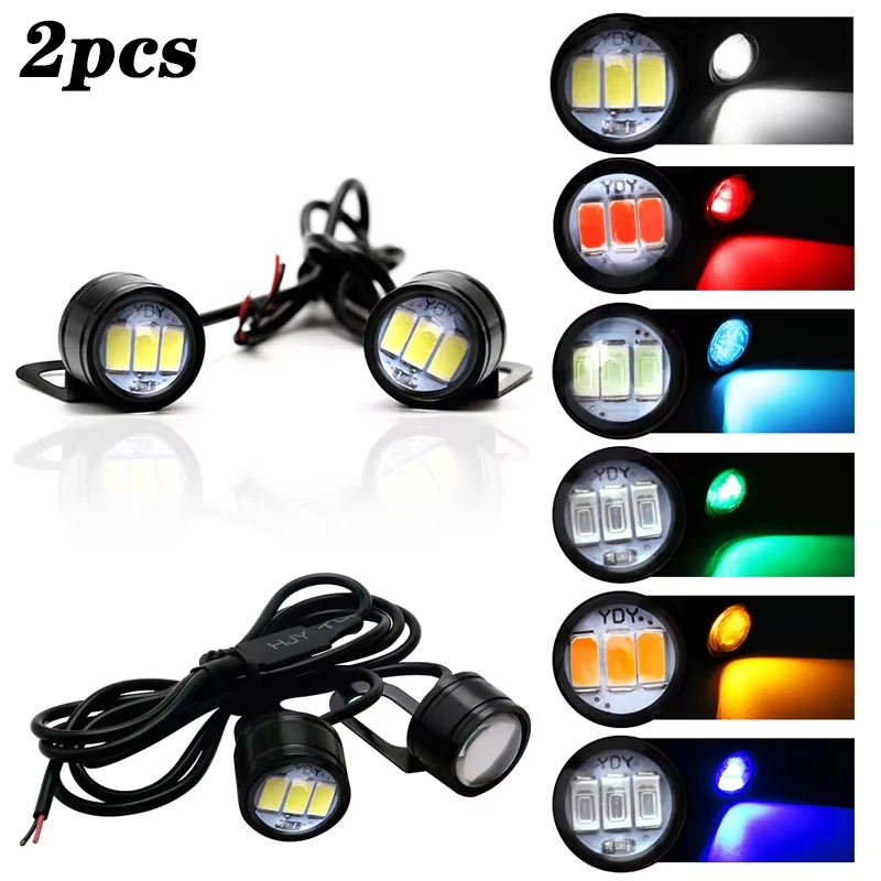 2X LED Motorcycle Light Moto Driving Light Strobe Blue Strobe Flashing Eagle Eye Light Accessories Headlight Fog Lamp 12V White