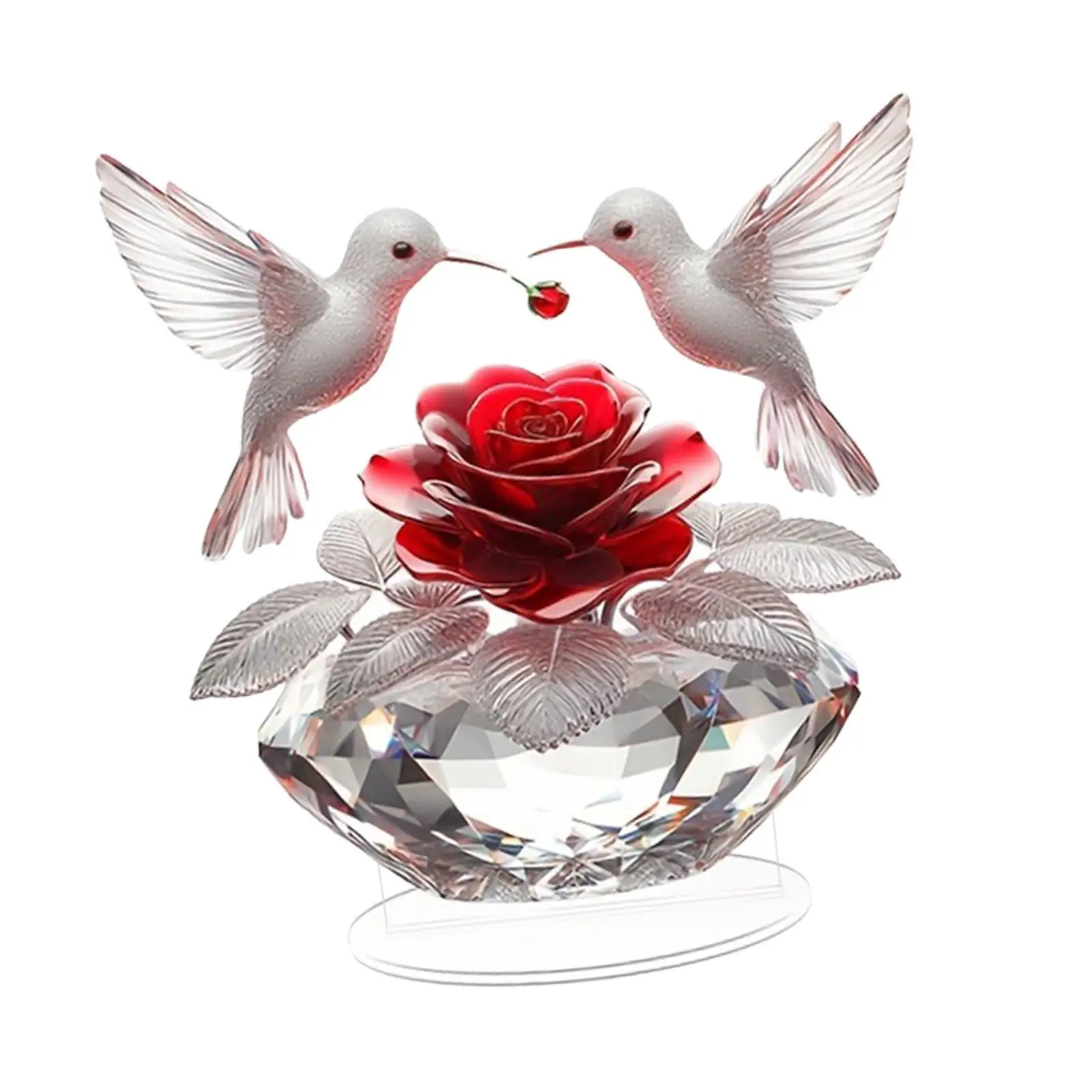 Acrylic Rose Bird Flower Table Ornament Modern Sign Centerpiece for Holiday Festive House Shelf Restaurant