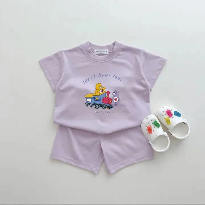 Summer Baby Clothes Set Children Boy Cartoon Bear Printed T-shirts And Shorts 2pcs Suit Kid Casual Top Bottom Outfits Tracksuits