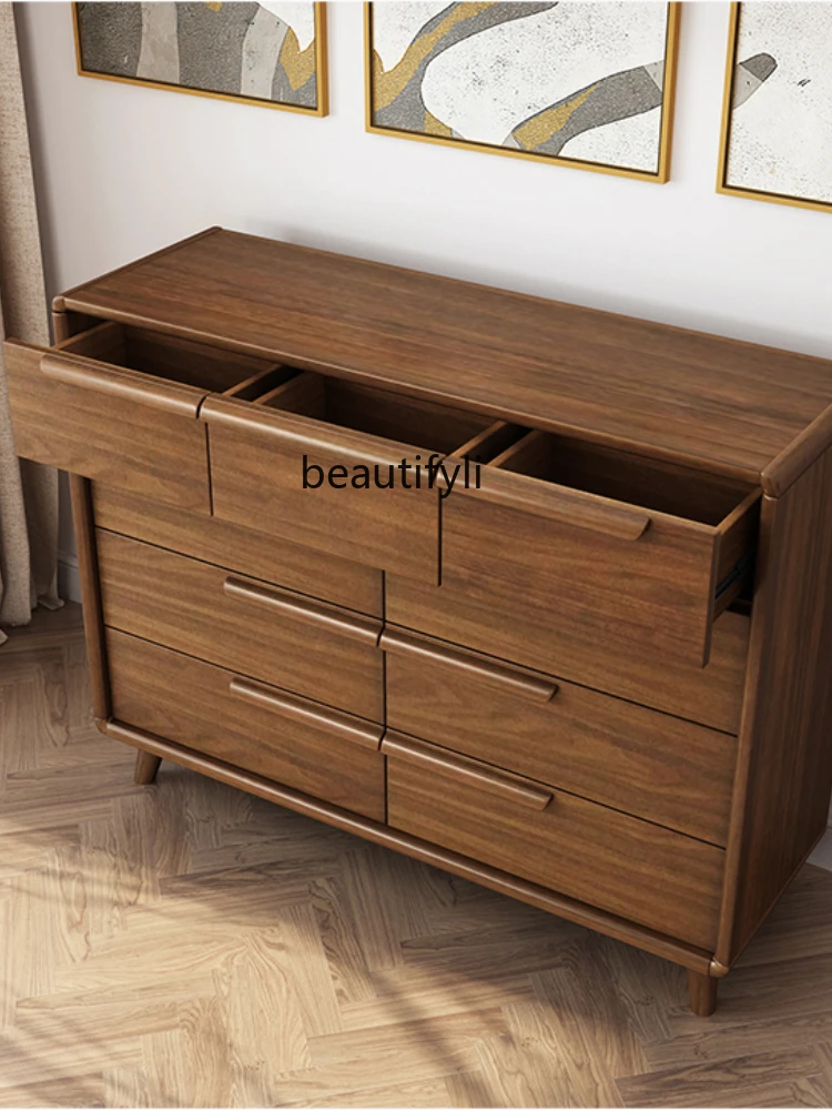 LBX Solid Wood Chest of Drawers Nine-Drawer Cabinet Bedroom Storage Cabinet Modern Minimalist Multifunctional Locker