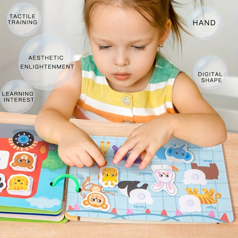 Libro tranquillo Montessori Baby Early Education illuminazione libro per incollare animali modello allenamento sensoriale Puzzle giocattoli per bambini