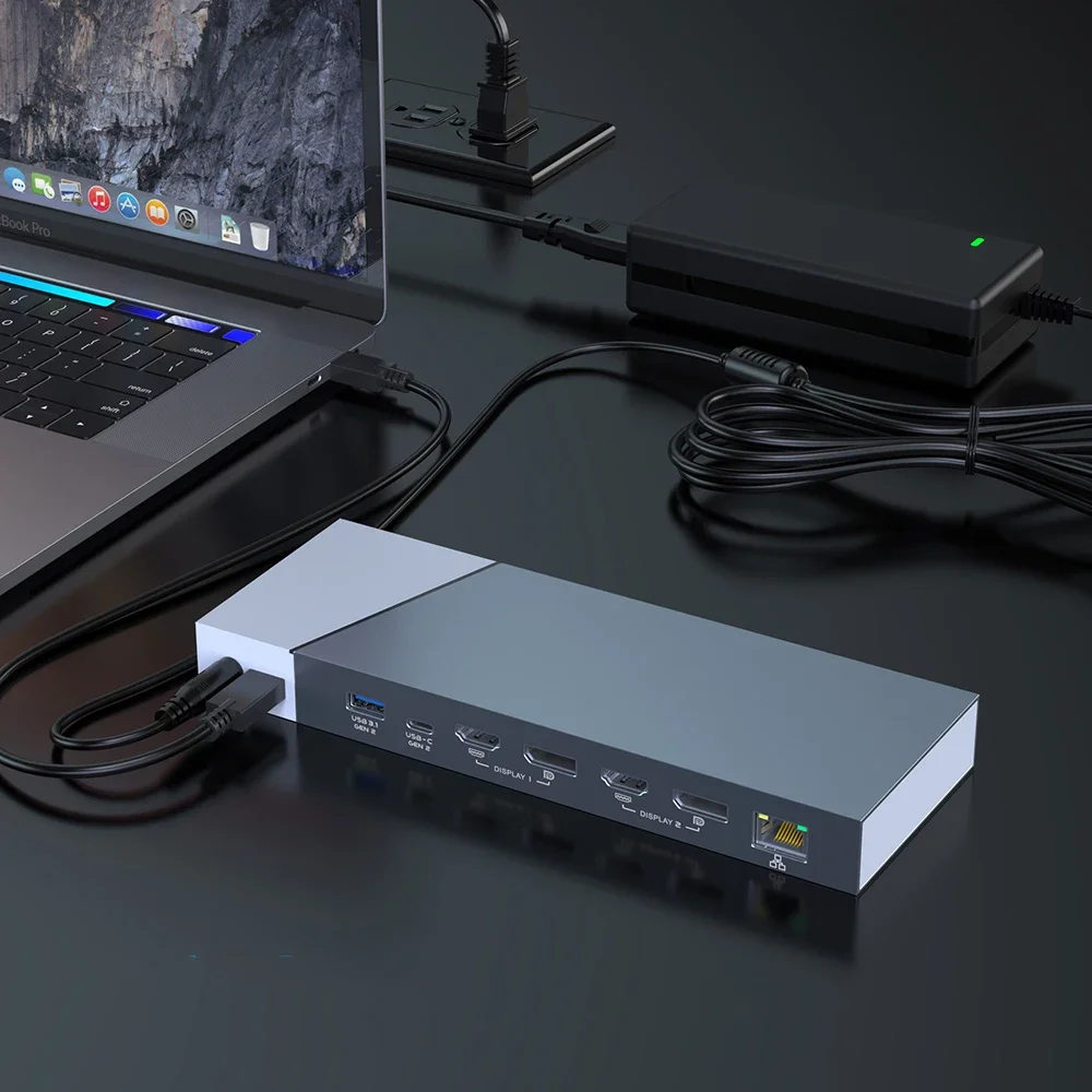 Rocketek dual  displaylink docking TF4.0 type c multi usb port usb c charging hub