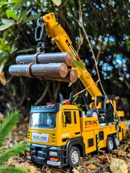 Camión grúa de aleación para niños, juguete de Metal fundido a presión, vehículos de ingeniería de simulación con sonido y luz, 1/32