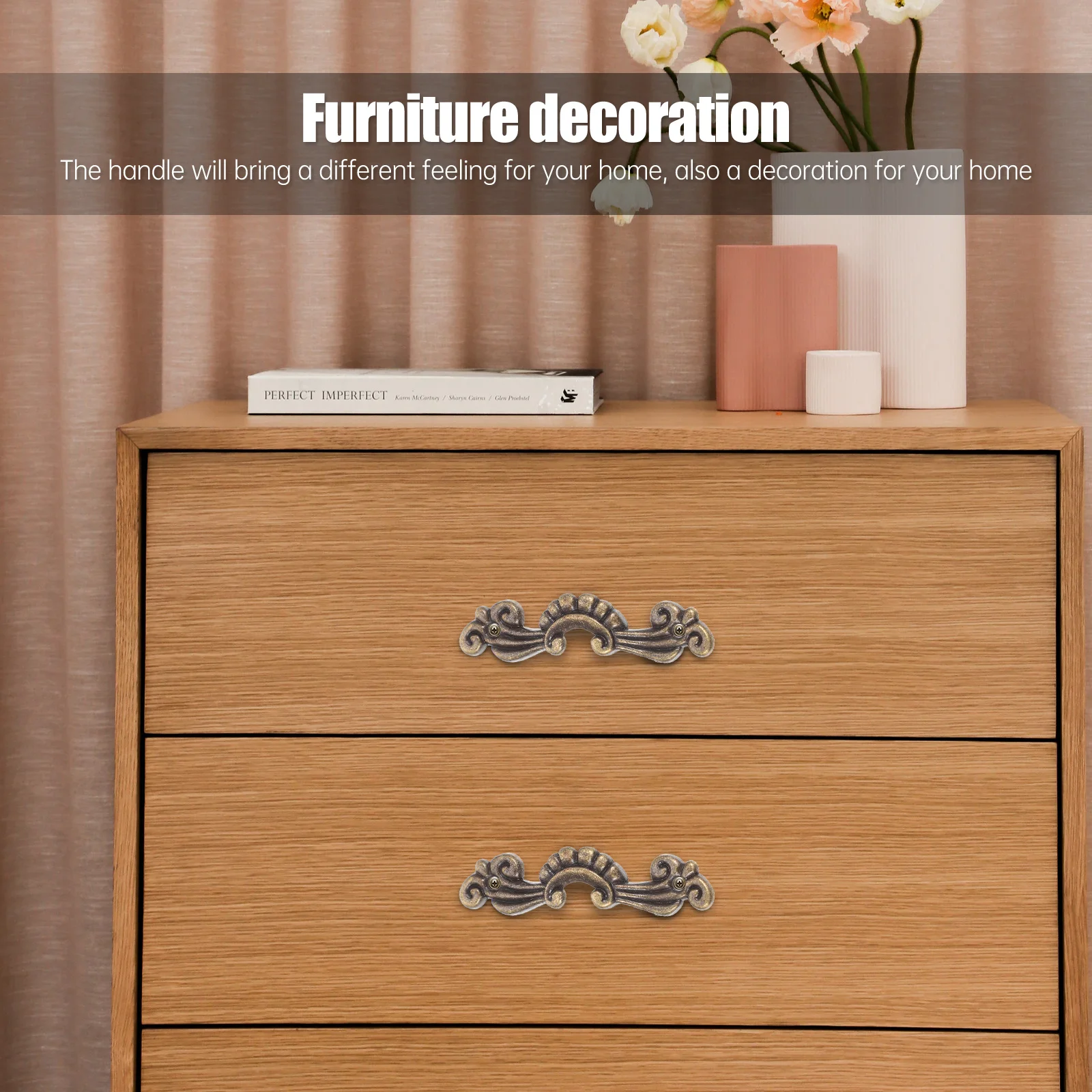 

1 set 1 Set Decorative Drawer Handles Zinc Alloy Vintage Cabinet Pulls For Furniture Wood Box Retro Home Decoration Hardware