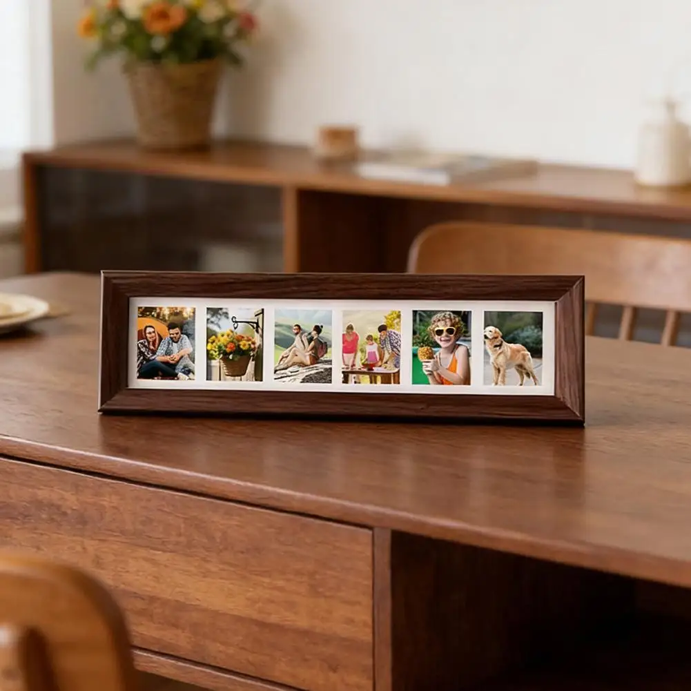 3 inch Photo Frame, 6-frame Picture Display Frame Retro Minimalism Home Decor Ornament for Memorabilia Award Photos