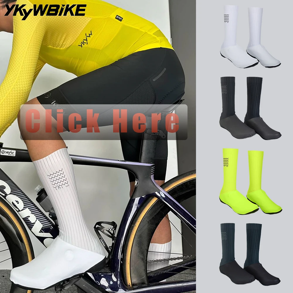 YKYW Männer winddichte wasserdichte Fahrradschuhe Abdeckung schwarz weiß MTB Fahrradschuhe Stiefelüberzüge Schuhschutz Pro Team Aero Überschuhe – Detail 1