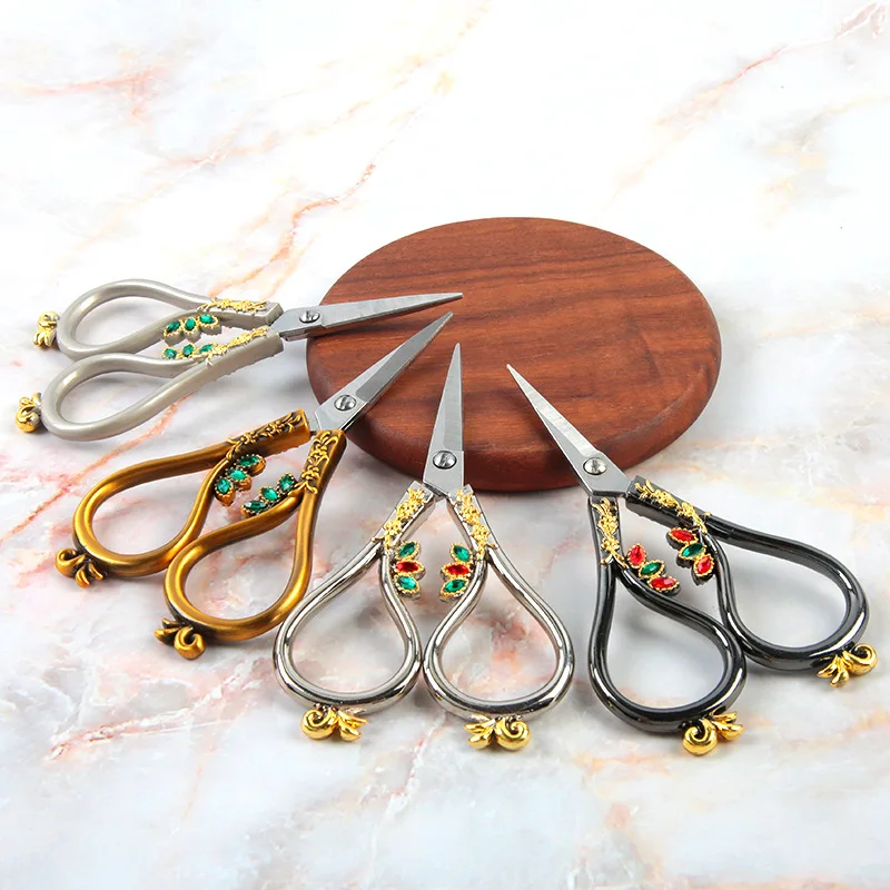 Vintage Embroidery Scissors Stainless Steel Scissors Retro Style Flower Scissors for Sewing Scrapbooking Crafts Embroidery