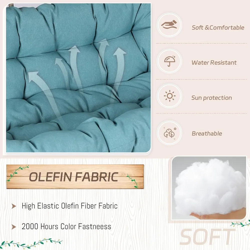 كرسي أرجوحة معلق كبير لشخصين للاستخدام الداخلي والخارجي - مقعد كبير الحجم لفناء التوائم للاسترخاء المريح