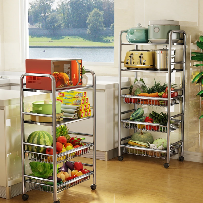 Kitchen basket storage rack, household fruit and vegetable storage basket, floor to ceiling, multi-layer multifunctional