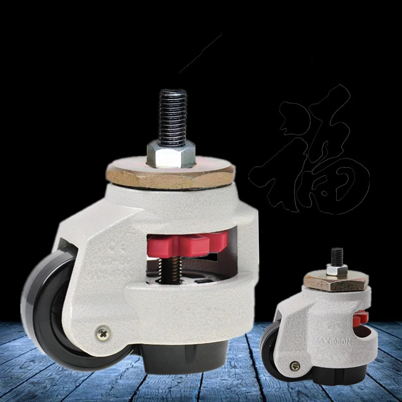 4pcs 100kg Heavy Duty Level Adjustment Caster Threaded Stem Industrial Roller Wheel 360 Degree Swivel Movable Caster