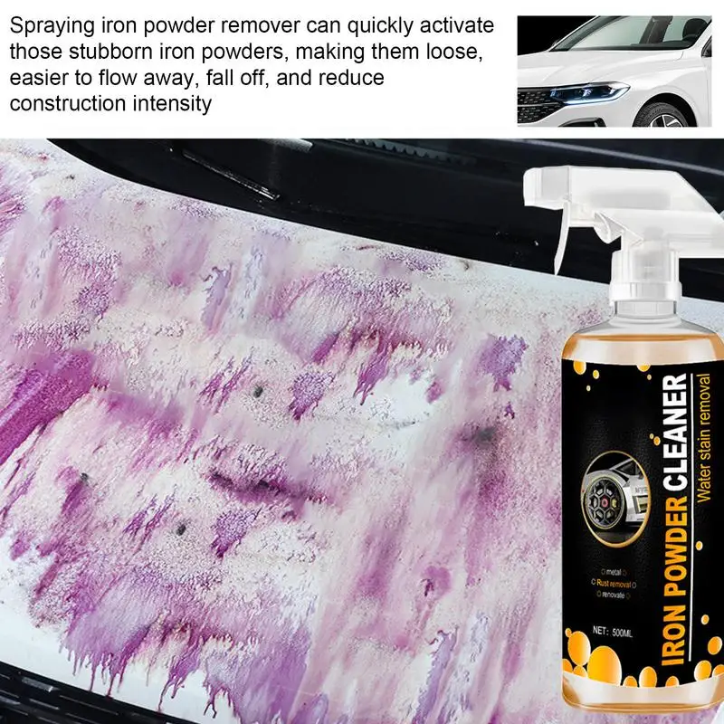 

Car Wash Iron Remover Iron Rust Remover 500ml Exterior Care Rust Iron Remover Spray Brake Dust & Rust Stain Remover Removes Rust