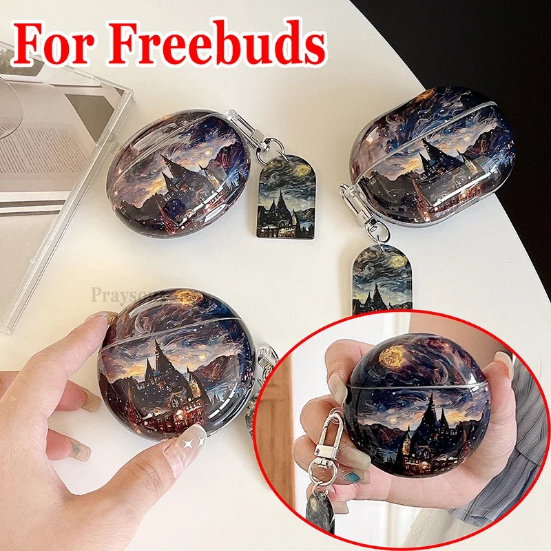 Retro Van Gogh Cover for Huawei Freebuds SE 2 Case Earphone Starry Sky Cover Freebuds 5i Freebuds 6i Free Buds 5 Free Clip Funda