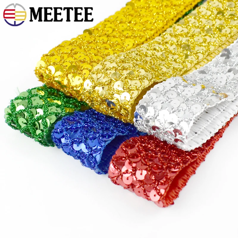 5/10Meters 20/35mm Sequin Lace Tape Colored Laces Ribbon Wedding Party Garment Stage Dress Decor Tapes DIY Sewing Accessories