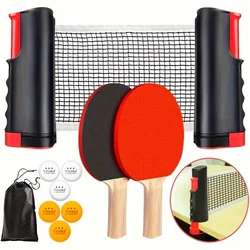 Ping Pong Paddle Set, Portable Table Tennis Set with Retractable Net & Carry Bag,40+ Pingpong Balls Indoor/Outdoor Games,gift