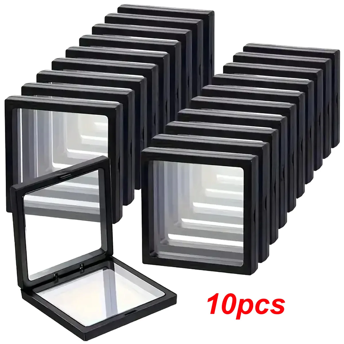 10pcs, Transparent Floating Display Box, Plastic Film Jewelry Packaging Box, Jewelry, Necklace, Ring, and Collectible Storage Bo