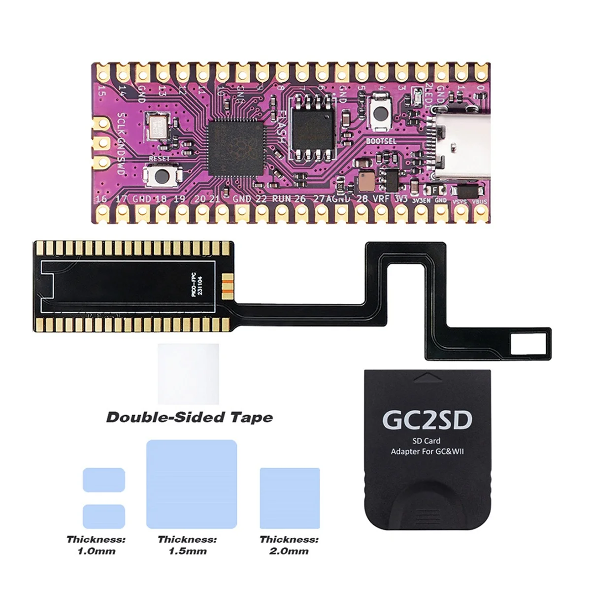 Picoboot Flex Cable for Gamecube/ Raspberry Pi Pico Board with GC2SD Adapter for NGC Game Accessories-C