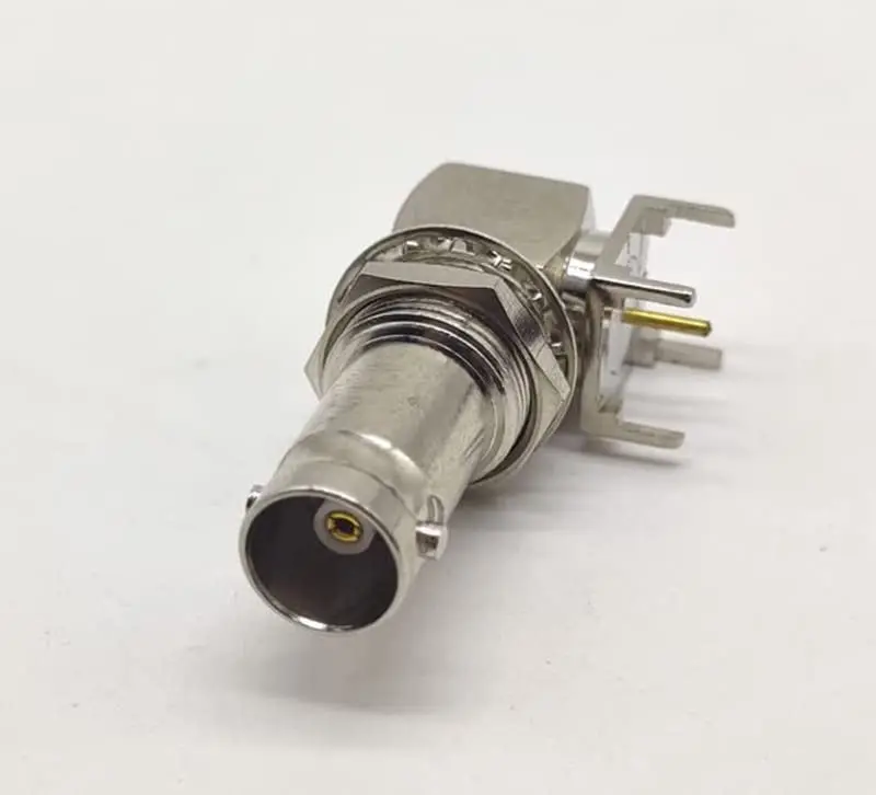 BNC Connector Right Angle Female PCB Mount Through Hole Front Bulkhead 75Ω