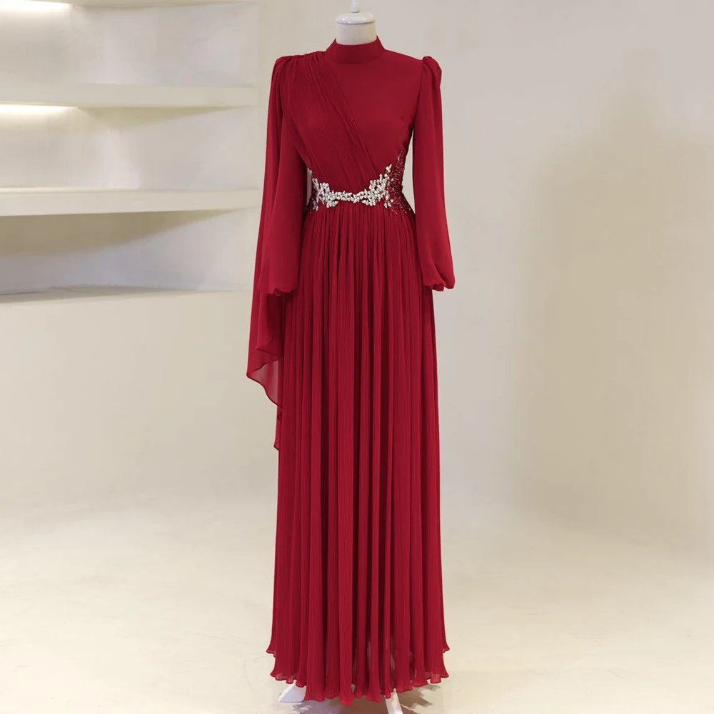 

Ciynsia Индивидуальные платья для выпускного вечера для гостей свадьбы Элегантные шифоновые платья с длинными рукавами и кристаллами Скромное вечернее платье Вечерние платья