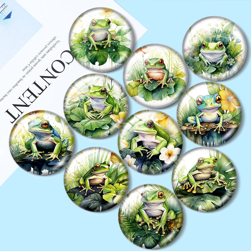 

Акварельная лягушка, 10 шт., 12 мм/18 мм/20 мм/25 мм, круглый фотостекло, кабошон, демо, плоская задняя часть, выводы