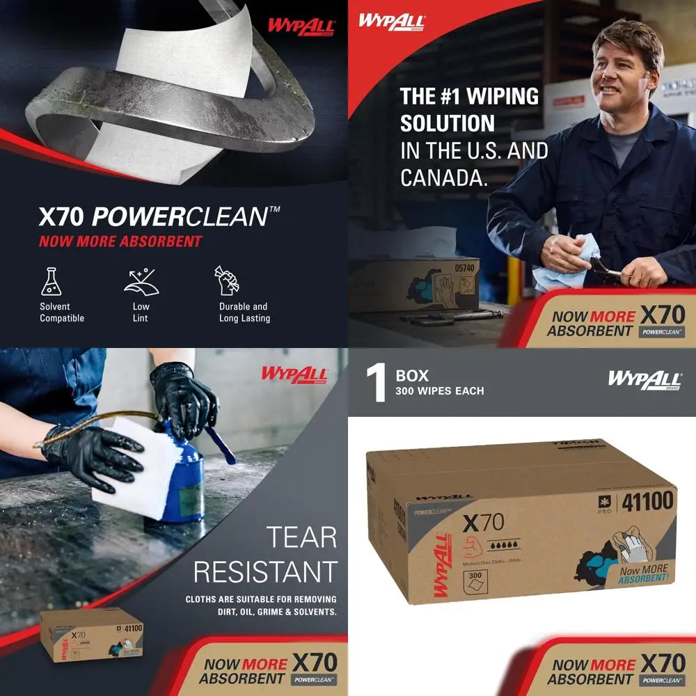 

Extended Use Reusable Cloths, Large Sheet Box, Durable Performance, White, 1 Box, 300 Sheets