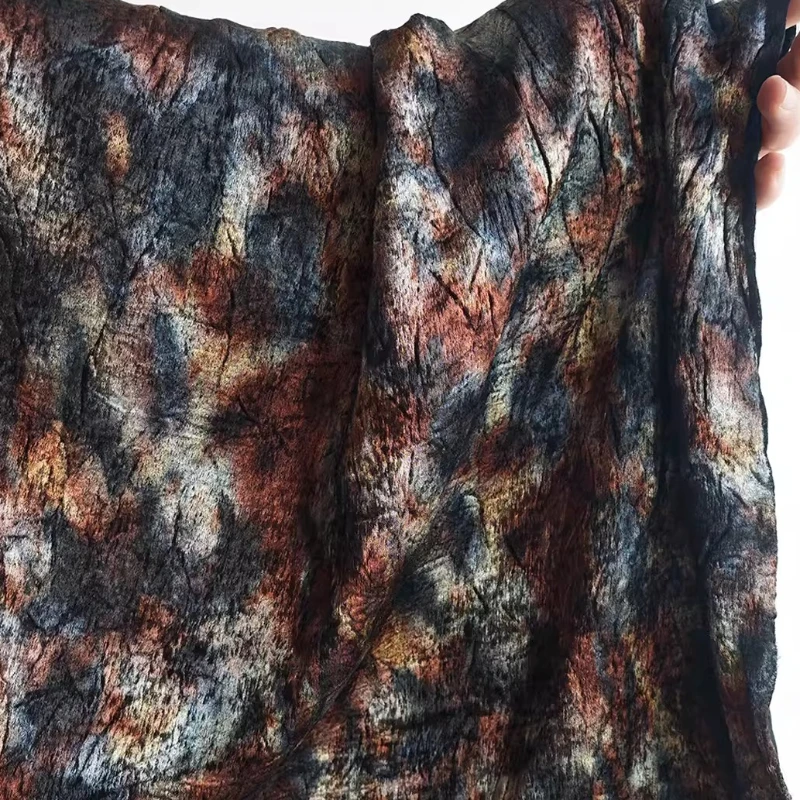 

Плиссированная ткань с горячим тиснением, меланжевая, в стиле ретро, для платьев, сумок, модной одежды, дизайнерские ткани для шитья своими руками, материал для рукоделия