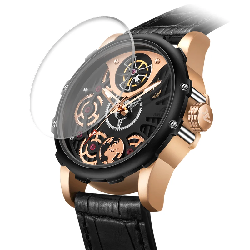 高級感のあるライトラグジュアリーメンズクォーツ腕時計、ファッショナブルなスタイル、中空文字盤デザイン、防水レザーストラップ、男性用腕時計（reloj）