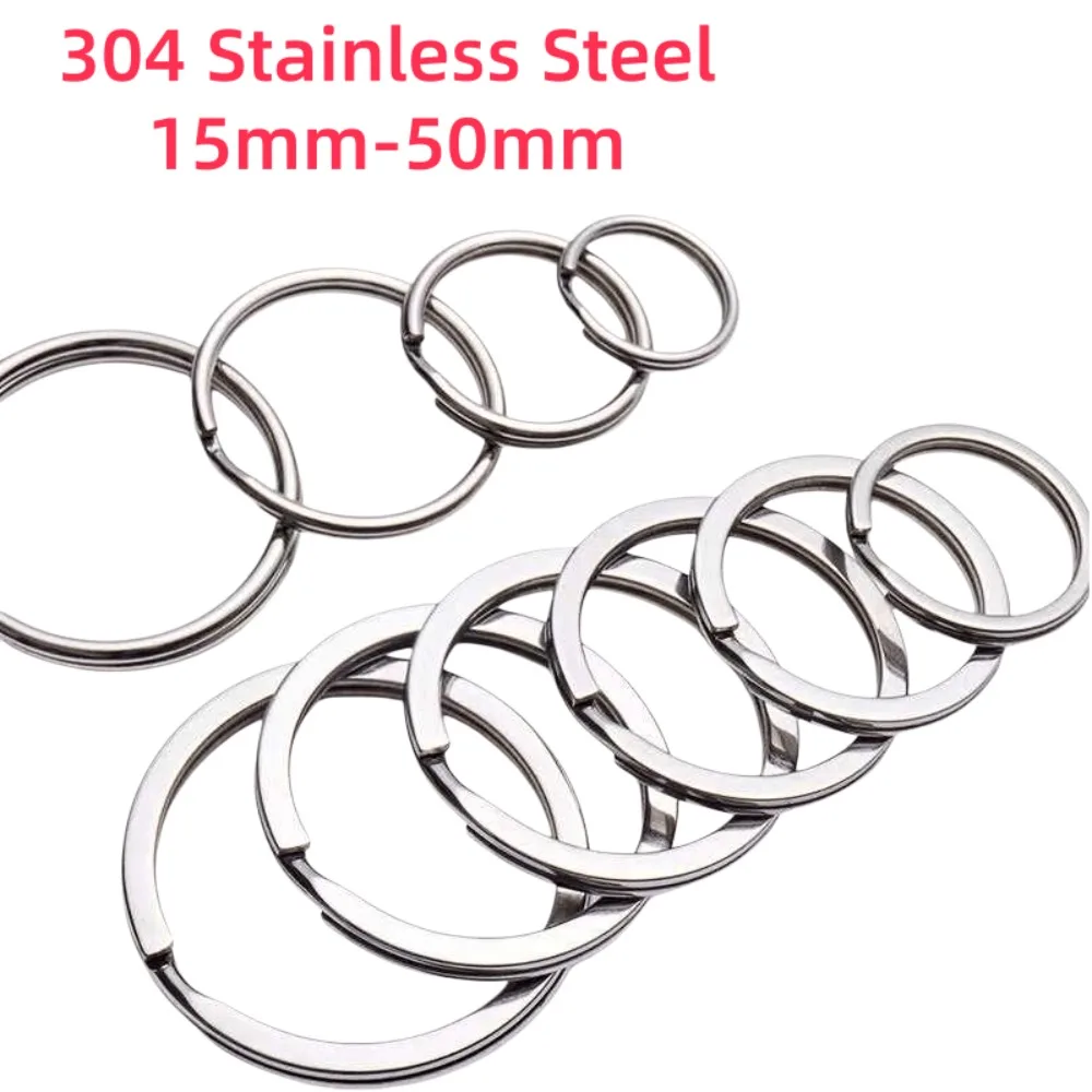 Solid 304 Stainless Steel Keychain Key Ring Double Jump Split Rings Sturdy Key Fob Holder for DIY Jewelry Making Hardware Parts