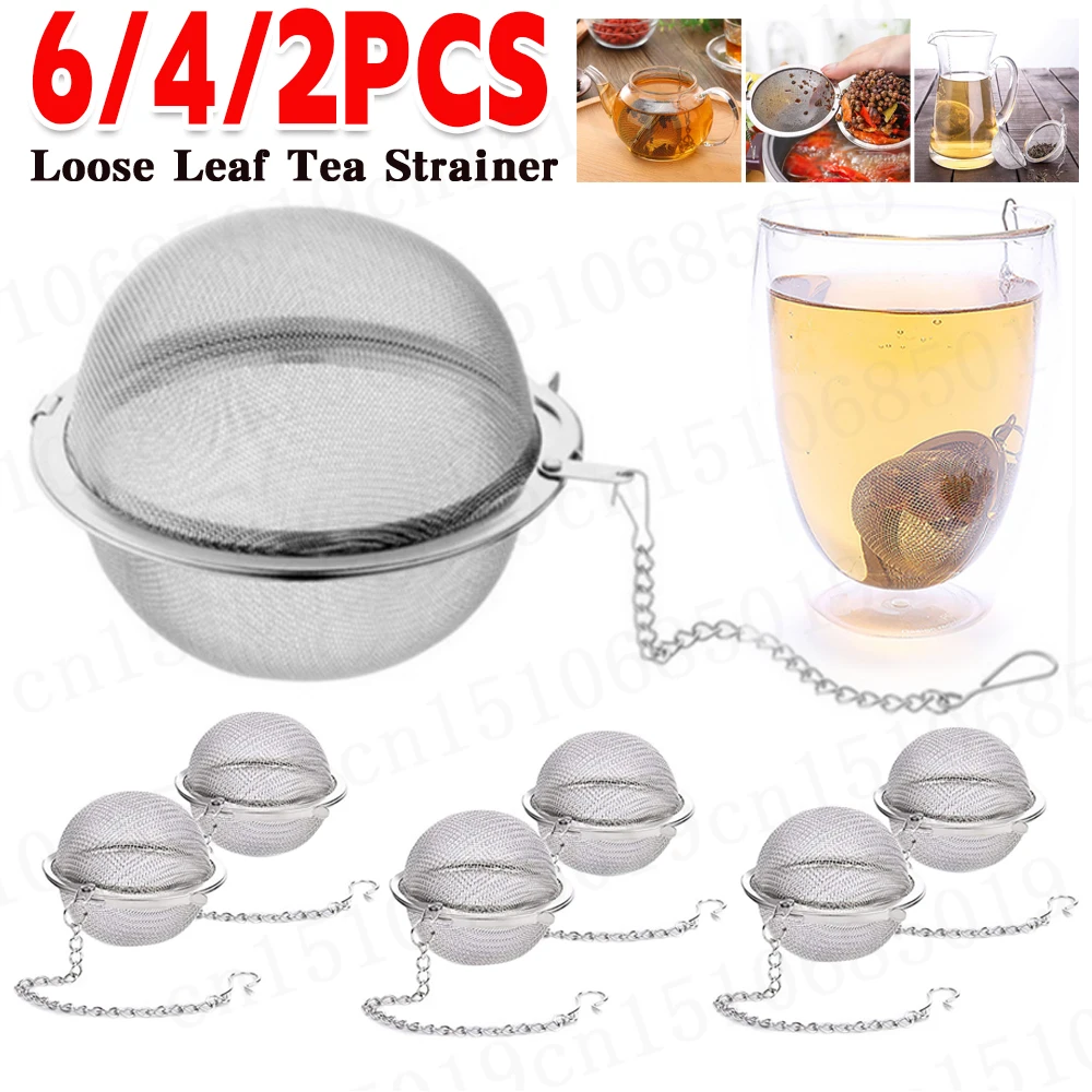 10-2pcs Stainless Steel Tea Ball Loose Leaf Tea Strainer Infusers Extra Fine Mesh Tea Interval Diffuser with Chain