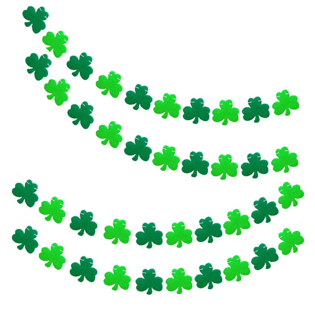 

1 set St Patrick's Day Shamrock Party Banner Felt Hanging Decoration Green naments Setting Props Lucky Festive Parade Flag