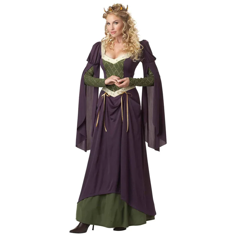 

Sexy Gothic Medieval Retro Court Royal Elegant Queen Cosplay Costume Halloween Masquerade European Princress Fancy Dress