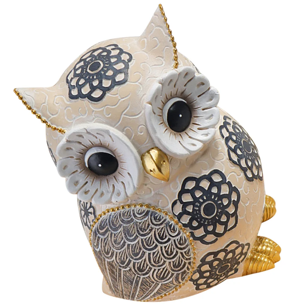 Desktop Owl Ornament Resin Made Statue Decoration Small Creative Home Garden Decorative Piece for Office Table Shelf