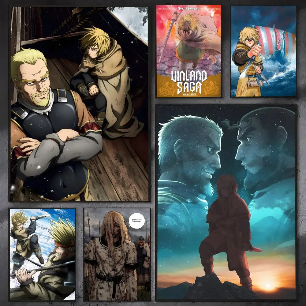 Anime V-Vinland Saga Poster Waterproof Sticky Wall Art Print For Bedroom Living Room Hallway Bar Home Decor