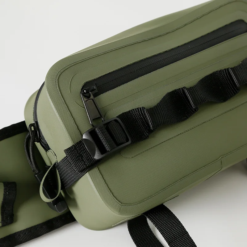 2L Waterproof Fishing Waist Bag TPU Military Green Packet Airtight Zipper Closure Lightweight Sling Fishing Waist Bag For River