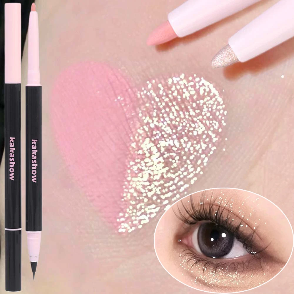 2in1 Liggende Zijderups Eyeliner Pen Glanzende Glitter Matte Markeerstift Eyeliner Oogschaduw Potlood Langdurige Waterdichte Ogen Make-Up