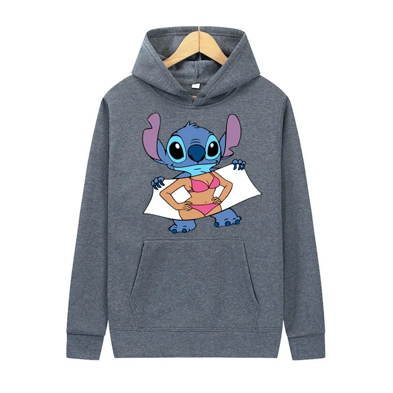 Cartoon Anime Stitch Men Hoodie Spring Autumn Casual Women Sweatshirt With Hood 18 Color 2024 New Couple Pullover Clothing