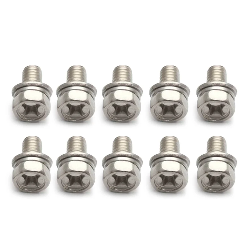 10 Sets M6 Scooter Battery Terminal Hexagonal Bolt & Square Nut Silver Steel