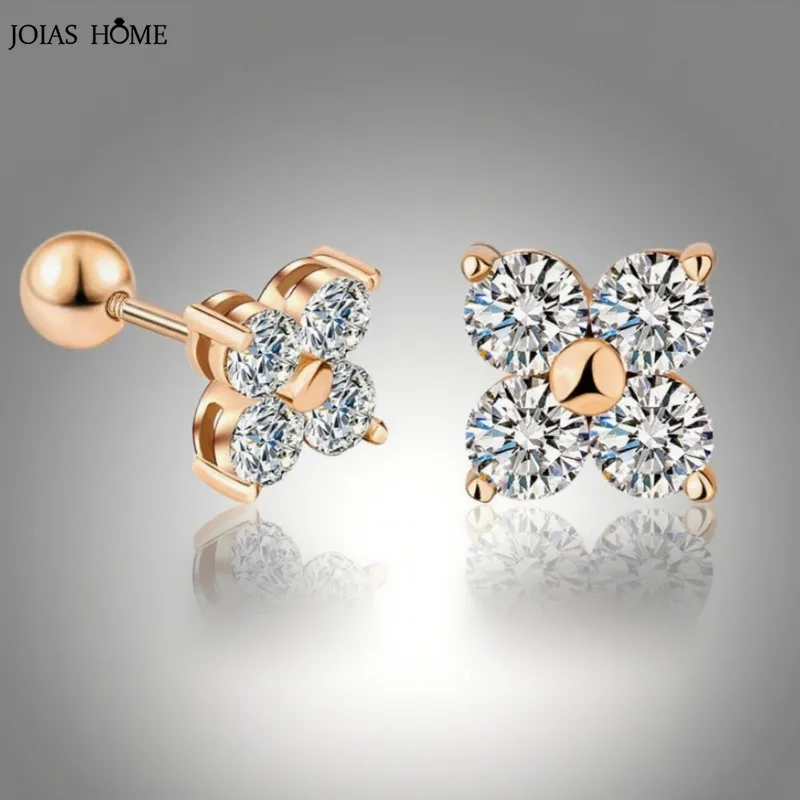 

JH D VVS1 Round Moissanite Stud Earrings For Women Man 4 Stones Classic S925 Sterling Silver Earring With GRA Gift Jewelry